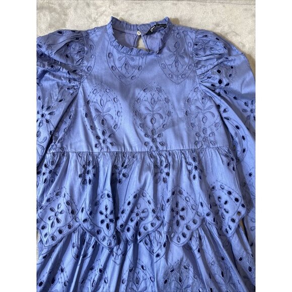 Women’s Zara Embroidered Eyelet Cut Out Dress Size Small - Picture 8 of 15